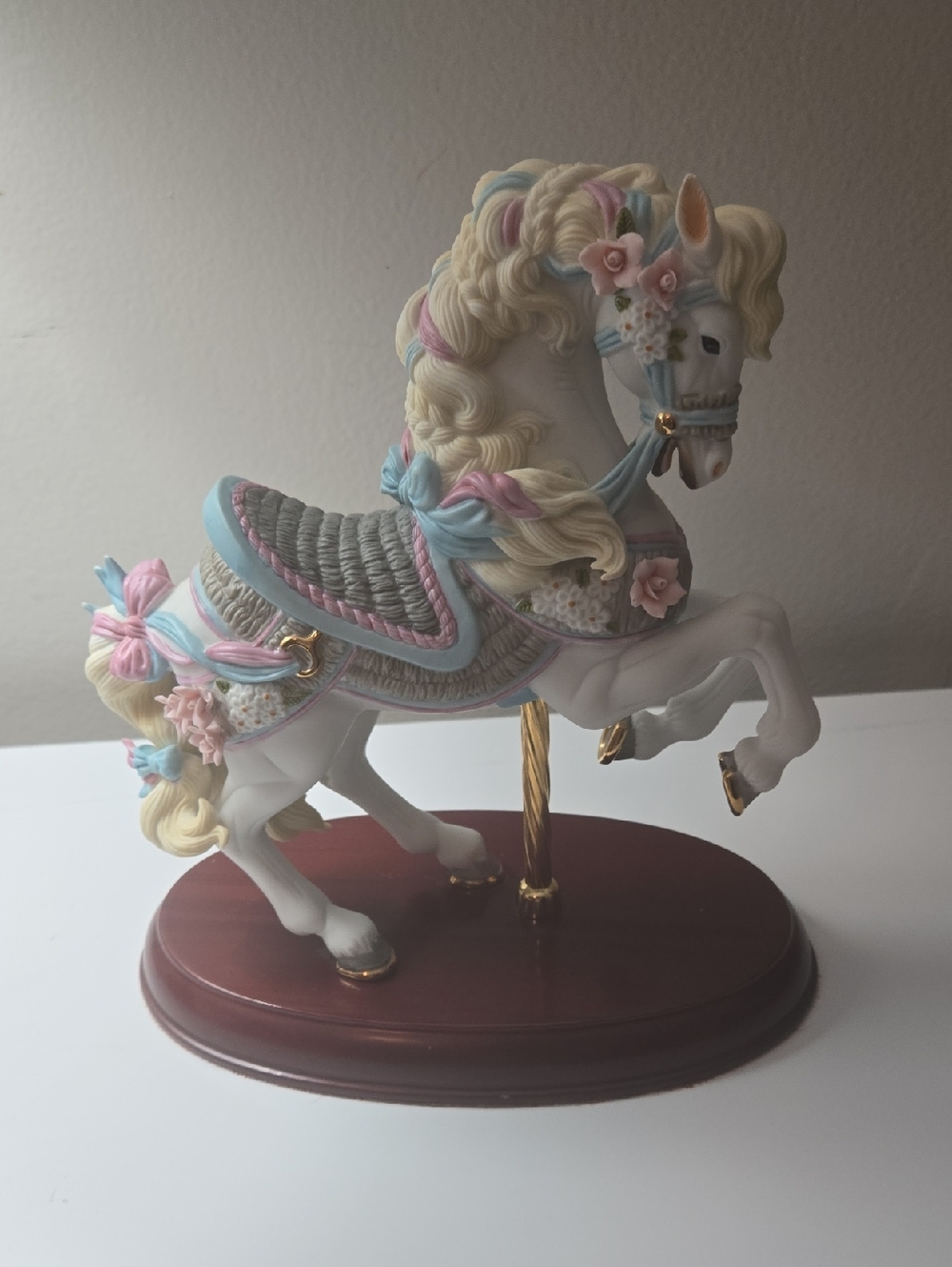 Lenox Porcelain Carousel Horse Figurine in Pastel Pink & Blue